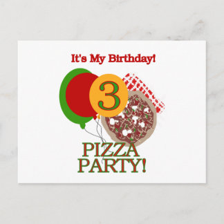 Postal De Invitación 3.ª Fiesta Pizza Camisetas de cumpleaños y regalos