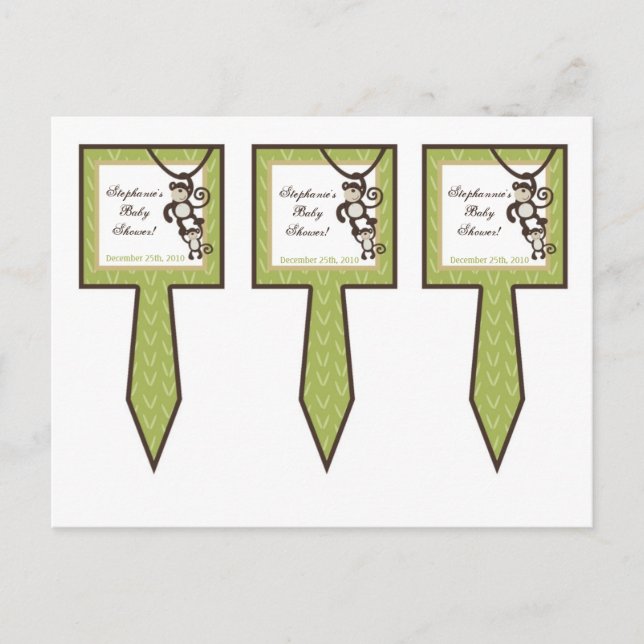 Postal De Invitación 3 Copa Cake Picea animal Zoológico de Mono (Anverso)