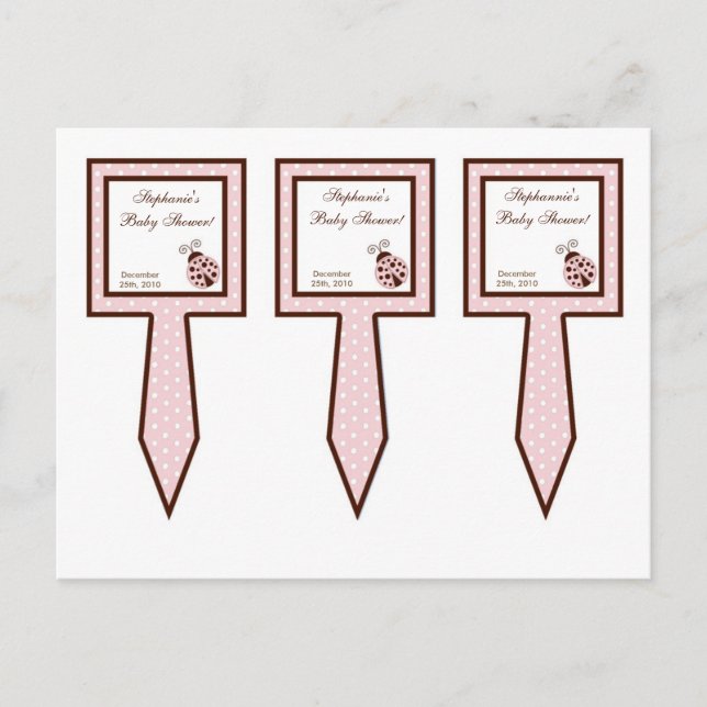 Postal De Invitación 3 Copas de torta rosada (Anverso)