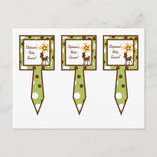 Postal De Invitación 3 Cup Cake Picks Forest Friends Deer (Anverso)
