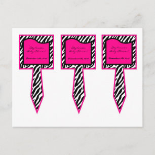 Postal De Invitación 3 Cup Tartas Picar Zebra Rosada Caliente