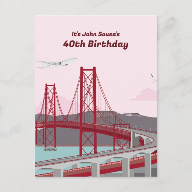Postal De Invitación 40.ª Fiesta de cumpleaños Puente de Lisboa al atar (Anverso)