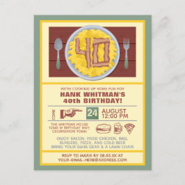 Postal De Invitación 40.ª Fiesta de cumpleaños, tema de Bacon divertido