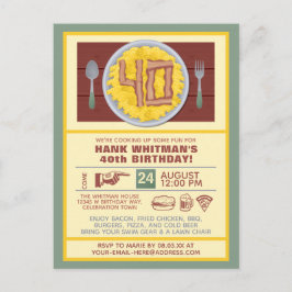 Postal De Invitación 40.ª Fiesta de cumpleaños, tema de Bacon divertido