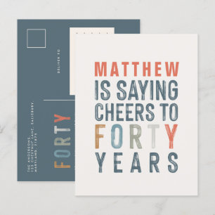 Postal De Invitación 40.ª tipografía rústica moderna y elegante