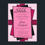 Postal De Invitación 40.º cumpleaños del Fiesta de sorpresas del Art De<br><div class="desc">Utilice la tarjeta postal de invitación de cumpleaños del Fiesta de sorpresas 30 de estilo Art Deco Rosado para invitar a familiares y amigos a una fiesta de cumpleaños. Personalice esta moderna invitación clásica de cumpleaños minimalista, que presenta un elegante borde geométrico rosa con el nombre de la persona de...</div>