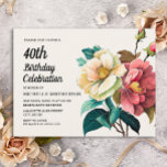 Postal De Invitación 40 Aniversario de las Rosas Blancas Rojas<br><div class="desc">Hermosa postal de invitación a la fiesta de cumpleaños 40 mujeres rosas rojas y blancas. El texto es totalmente personalizable,  por lo que esta tarjeta se puede diseñar para cualquier edad. Contáctenos para obtener ayuda sobre la personalización o la correspondencia de productos.</div>