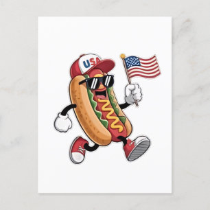 Postal De Invitación 4 de julio Hotdog American Independence 1776