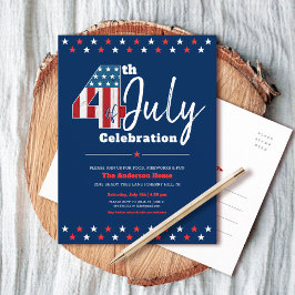 Postal De Invitación 4 de julio negrita Bandera de Estados Unidos Rusti