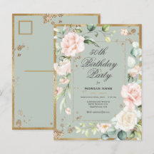 50.ª acuarela de oro verde de cumpleaños