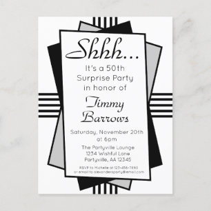 Postal De Invitación 50.º cumpleaños del Fiesta Sorpresa de Art Deco Ne