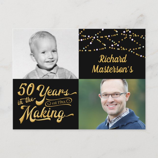 Postal De Invitación 50 AÑOS DE HECHO (Entonces y ahora) (Anverso)