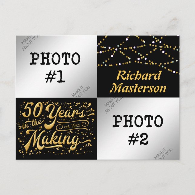 Postal De Invitación 50 cumpleaños 50 años en la creación (Entonces y a (Anverso)