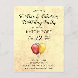 Postal De Invitación 50 Fabuloso cumpleaños