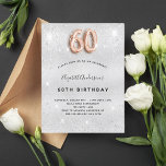 Postal De Invitación 60.º rosa de plata purpurina de oro<br><div class="desc">Una invitación moderna, elegante y glamurosa para una fiesta de cumpleaños número 60. Un fondo falso plateado, decorado con polvo purpurina. Personalice y agregue su nombre y detalles del fiesta. El número 60 está escrito con un tipo de letra, guión, de estilo de globo dorado subió. Sugerencia: Si no desea...</div>
