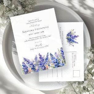 Postal De Invitación 65.º cumpleaños Flor de Nacimiento Azul