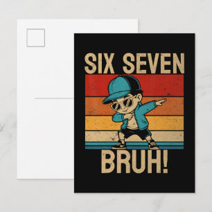 Postal De Invitación 6 7 Números Dabbing Seis Siete Hermano