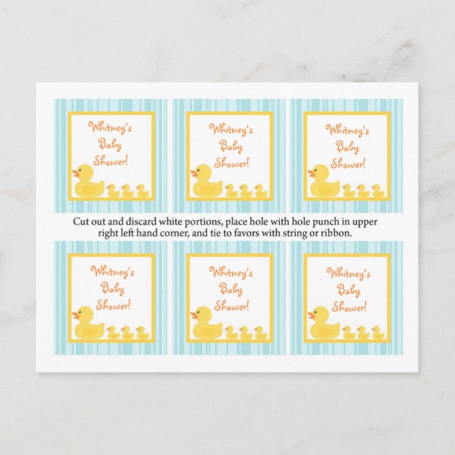 Postal De Invitación 6 Bolsas Favoritas Rubber Ducky Bubbles (Anverso)