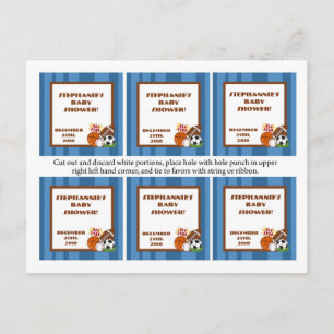 Postal De Invitación 6 Etiquetas Favor All Star Blue