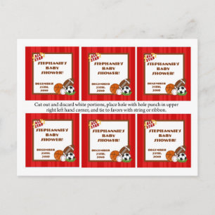 Postal De Invitación 6 Etiquetas Favor Rojo All Star