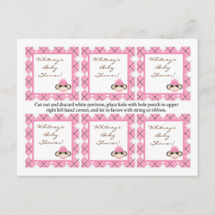 Postal De Invitación 6 Etiquetas Favoritas Mono de media luna rosada de