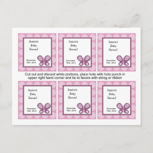 Postal De Invitación 6 Etiquetas favoritas Sugar Pluma Mariposa