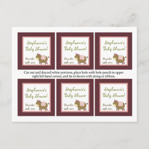 Postal De Invitación 6 Favor de Etiquetas Granja rosa de Abby Granja Gr