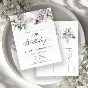 Postal De Invitación 70.ª fiesta de cumpleaños Morado Primavera Flor Li