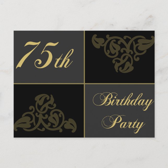 Postal De Invitación 75.º suministro de la fiesta de cumpleaños (Anverso)
