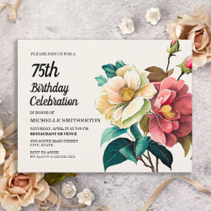 Postal De Invitación 75 Aniversario de las Rosas Blancas Rojas
