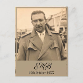 Postal De Invitación 80.º cumpleaños elegante foto de monograma masculi