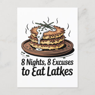 Postal De Invitación 8 Latkes 8 Excusas para comer latkes Hanukkah judí