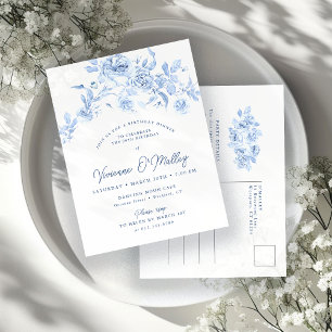 Postal De Invitación 90.ª Cena de Cumpleaños Fiesta Floral Azul