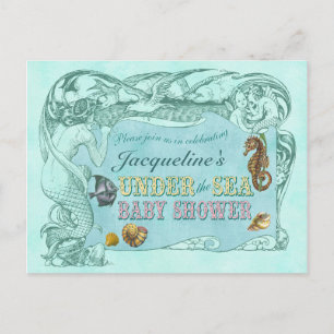 Postal de invitación a Baby Shower bajo el mar