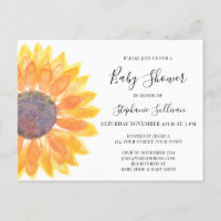 Postal de invitación a Baby Shower con girasol ama