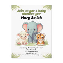 Postal de invitación a Baby Shower para animales