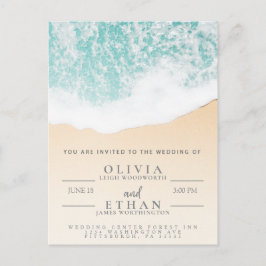 Postal de invitación a bodas de playa tropical