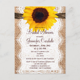 Postal de invitación a ducha de novia con girasol 