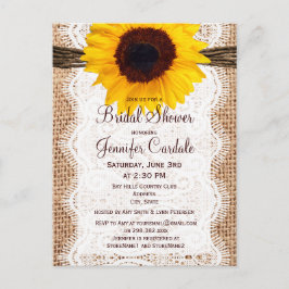 Postal de invitación a ducha de novia con girasol
