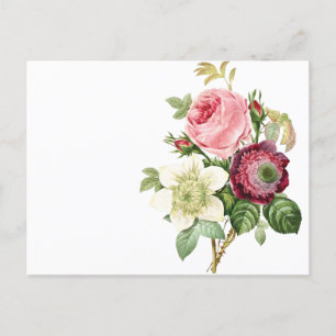 Postal de invitación a flores de época