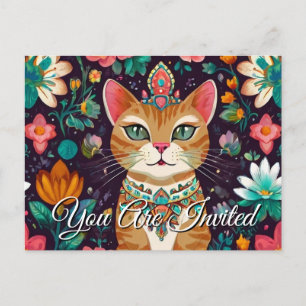 Postal de invitación a gato con cubierta de Bejewe