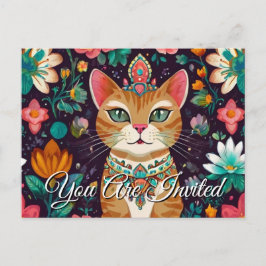 Postal de invitación a gato con cubierta de Bejewe