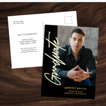 Postal de invitación a graduación moderna de oro n