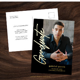Postal de invitación a graduación moderna de oro n
