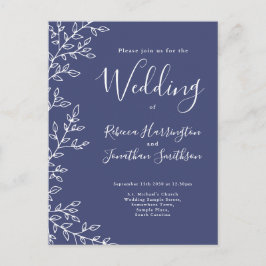 Postal de invitación a la boda azul de la marina d