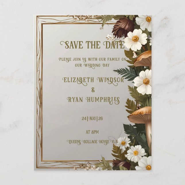 Postal de invitación a la boda botánica (Anverso)