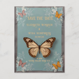 Postal de invitación a la boda de mariposa botánic
