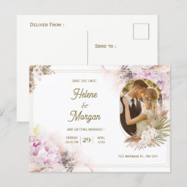 postal de invitación a la boda en Crema Beige