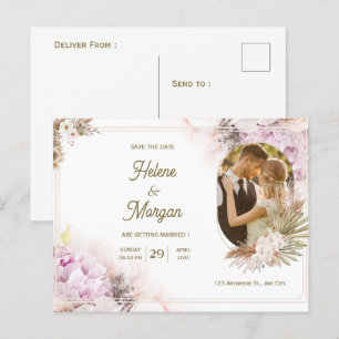 postal de invitación a la boda en Crema Beige