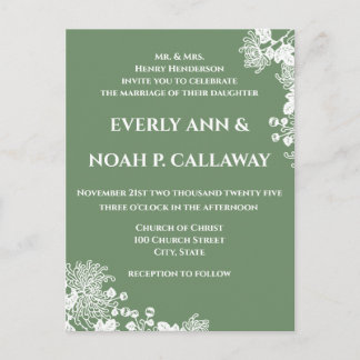 Postal de invitación a la boda floral verde de App